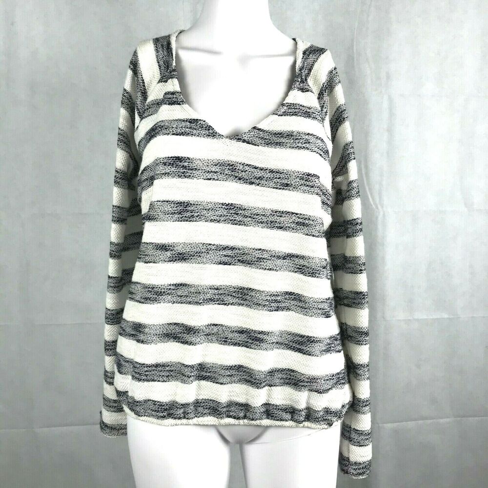 Sanctuary Sweater Womens Sz M‎ Navy Blue Striped Textured Knit Pullover